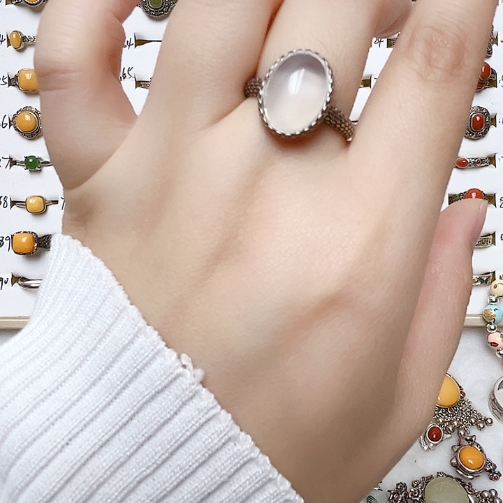玛瑙/玉髓银S925镶嵌戒指