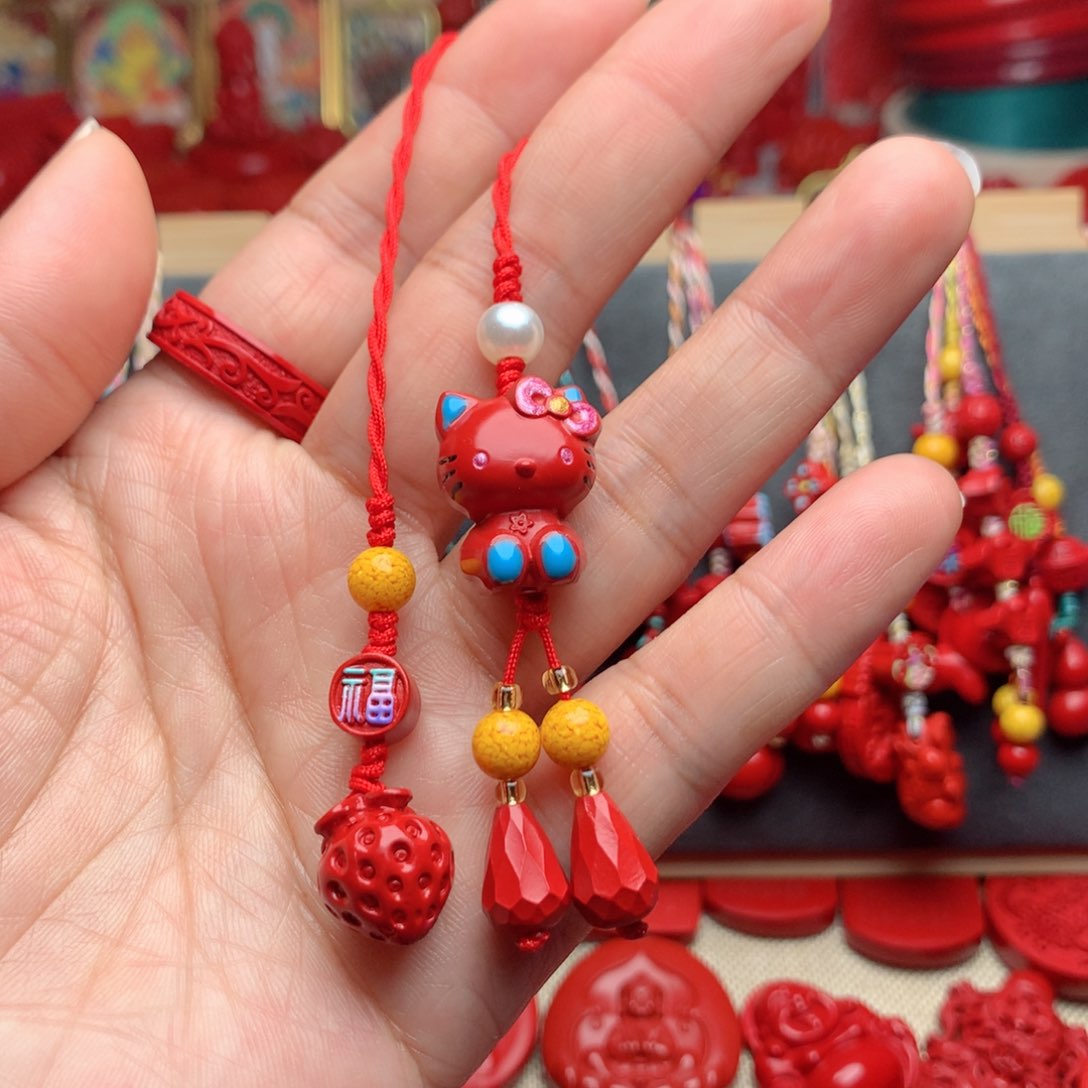 天然辰砂工艺品朱砂手机坠