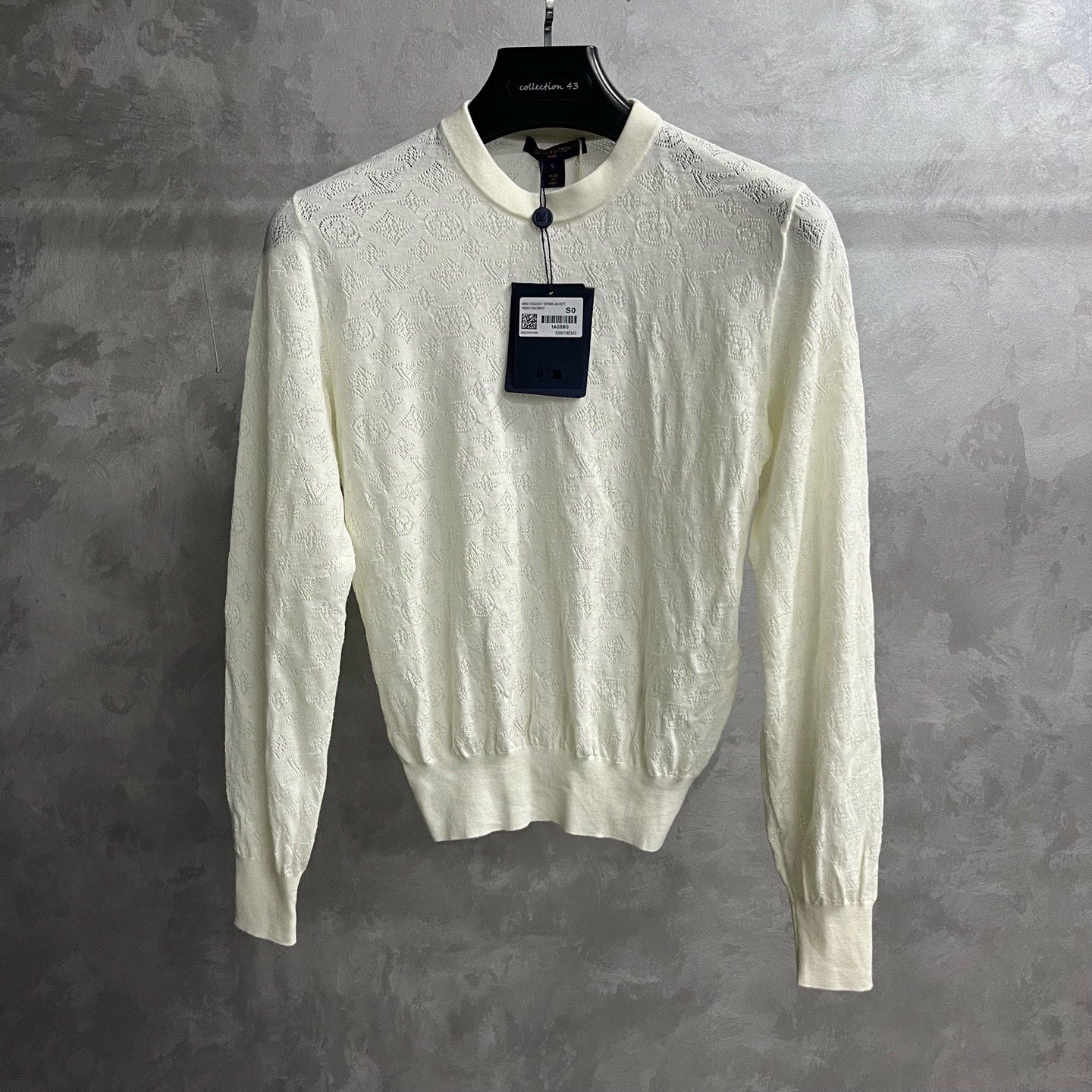 未使用 LouisVuitton/路易威登 挑孔缝线棉质圆领套头长袖卫衣/S