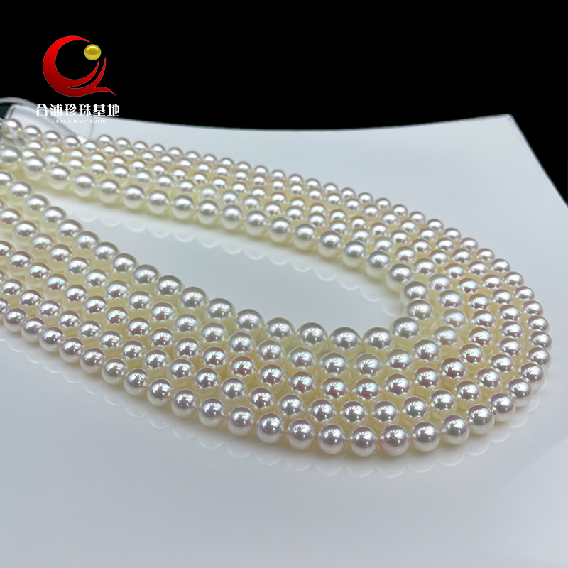 日本海水珍珠项链akoya极强光樱花粉百搭时尚小灯泡女多样性发一