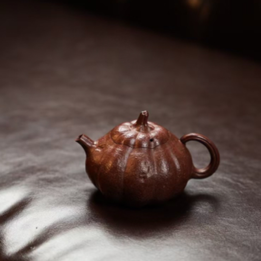 宜兴紫砂壶小南瓜150cc红降坡料慕古润泽茶具茶壶小品壶