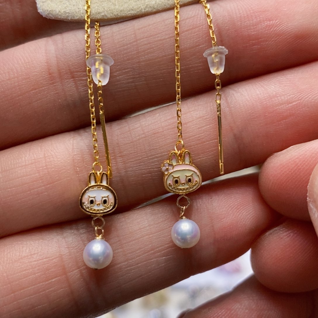 银S925镶嵌淡水珍珠耳坠