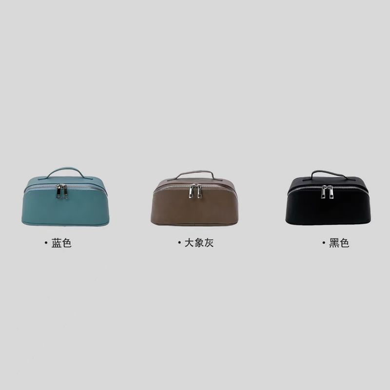 BY.进口牛皮大开口化妆包高奢小众便携款大容量旅行收纳包洗漱包