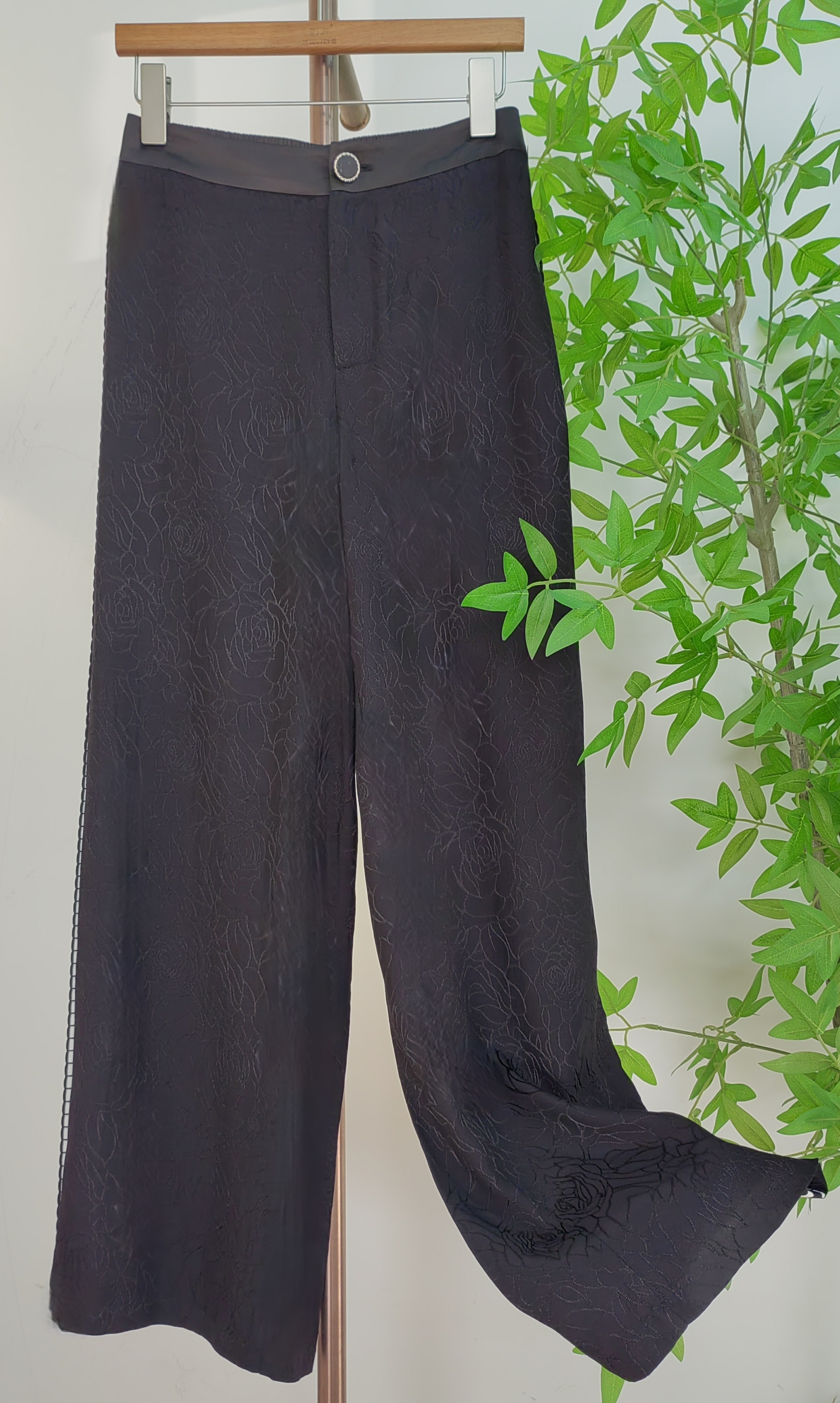 【心匠高定】2025新款夏季女款玫瑰纤维人丝宽松直通国风气质休闲裤