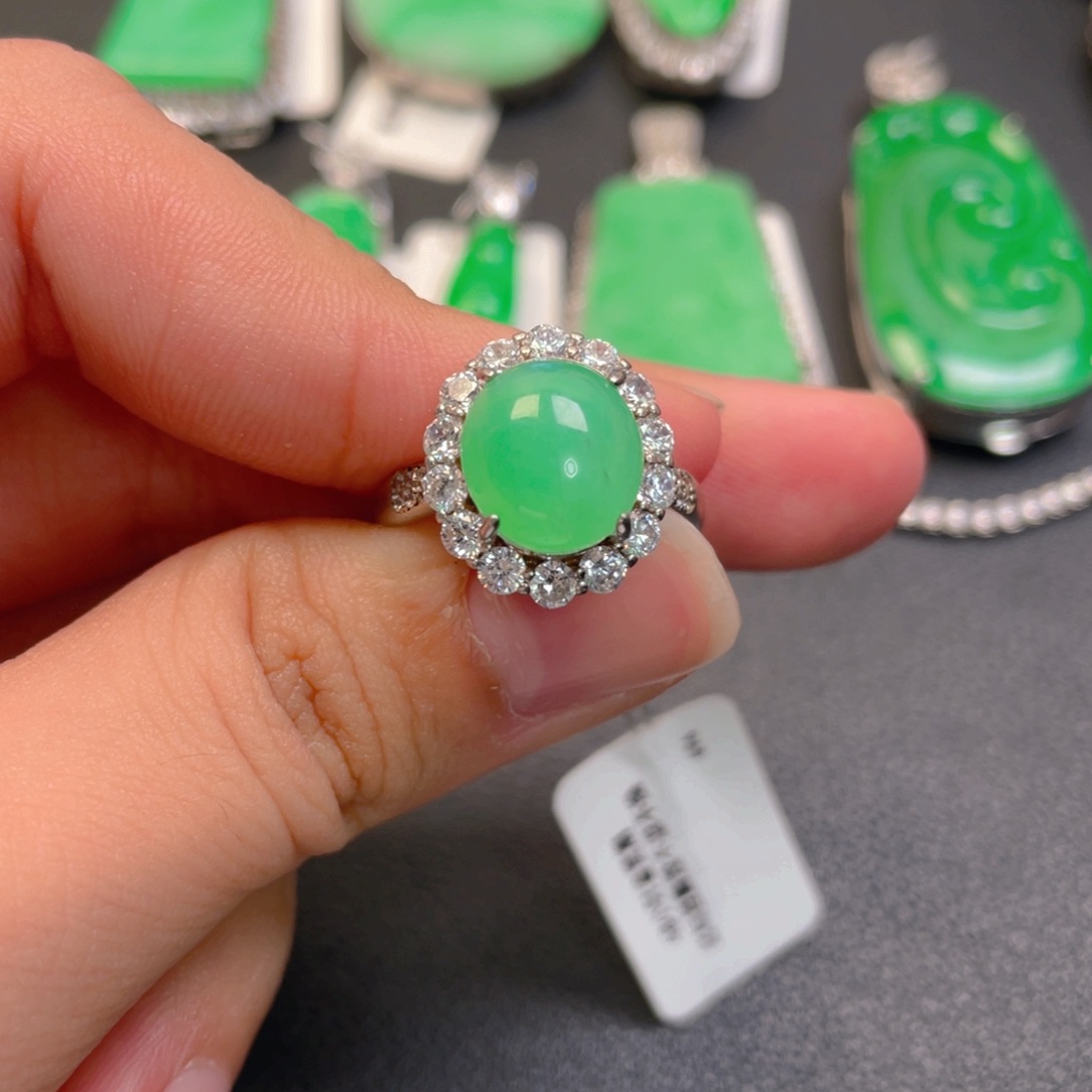 翡翠银S925镶嵌吊坠(不含链)