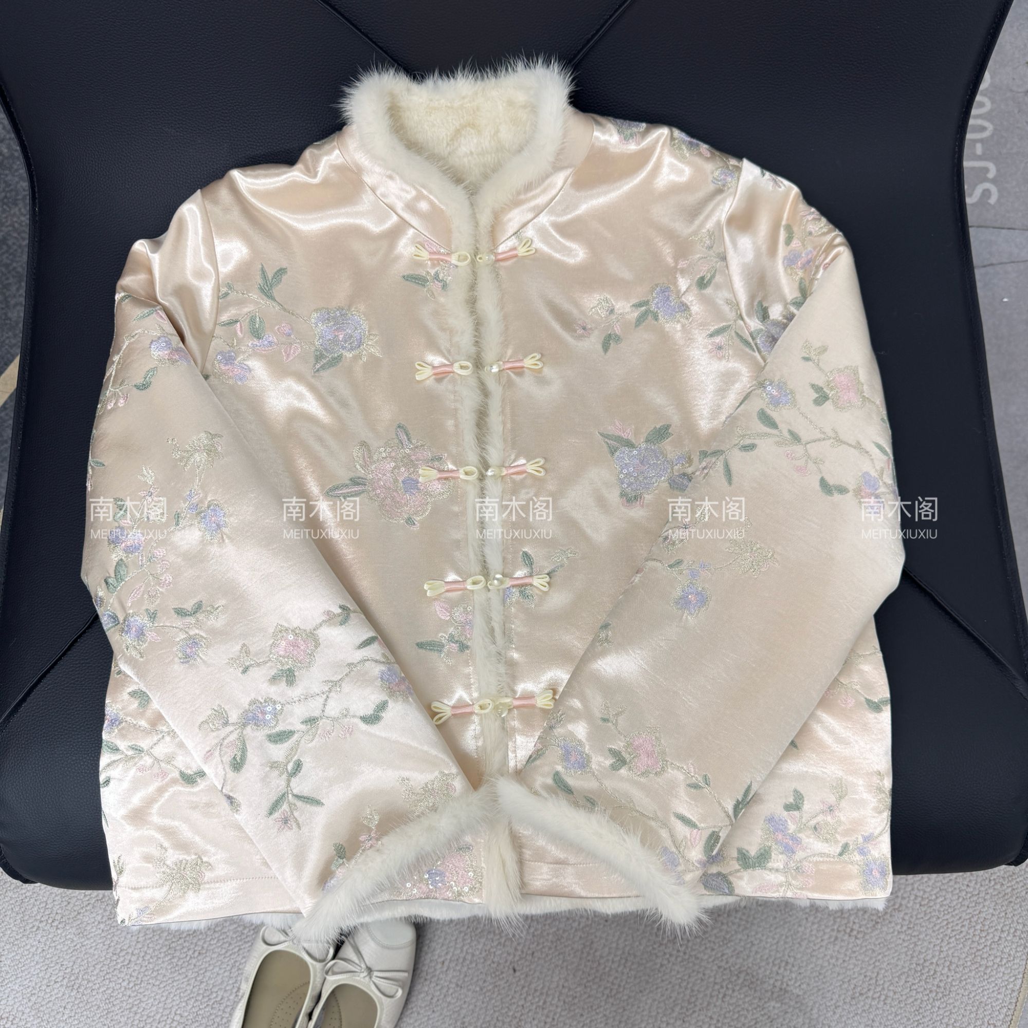 (如画诉秋)冬款新款水貂毛外套香云老料新中式短款上衣百搭双面穿