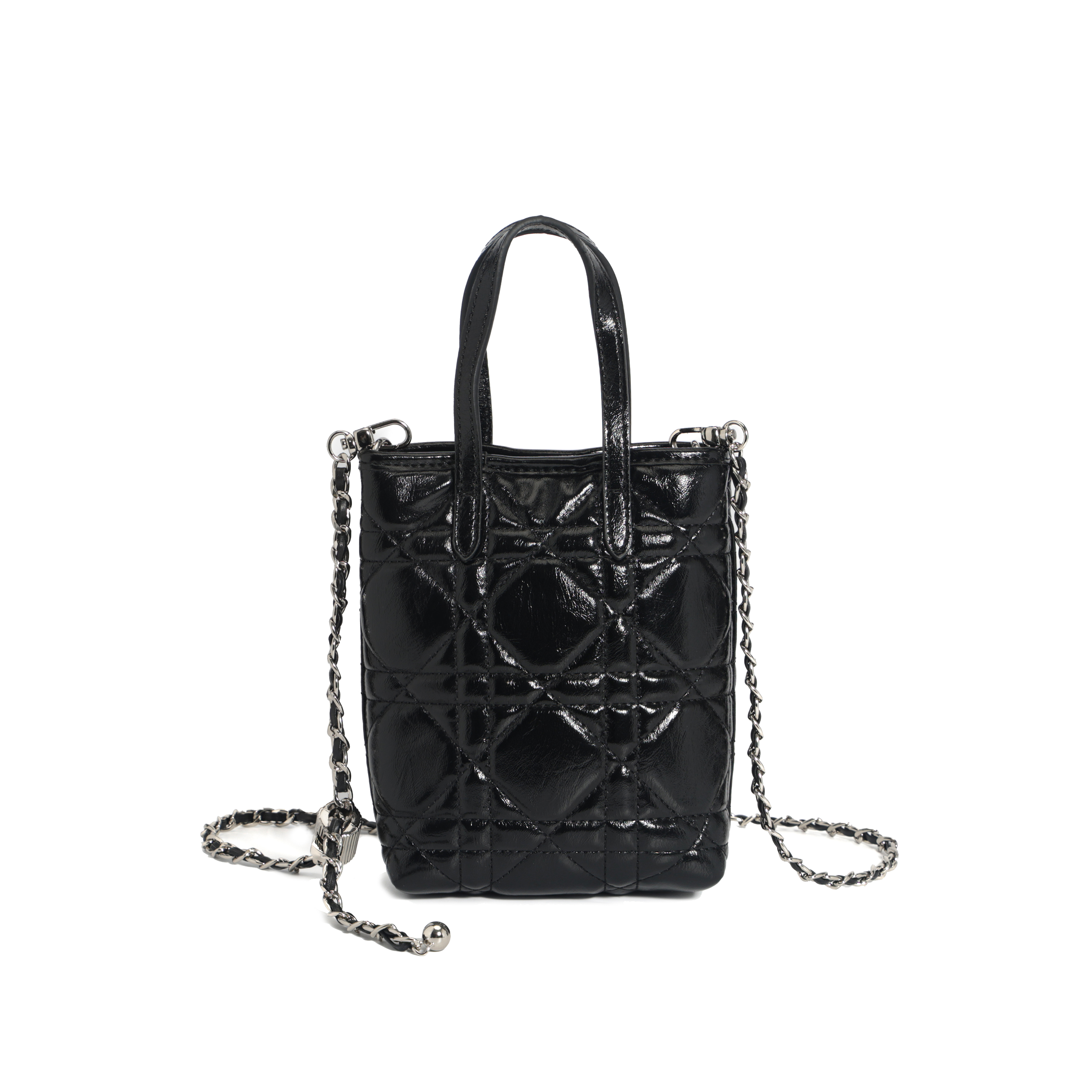 菱格链条时尚小水桶包精致女包单肩斜挎包TF-3269黑