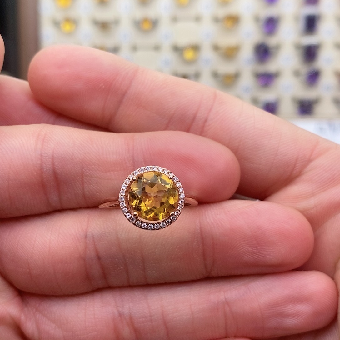 水晶纯天然黄水晶银S925镶嵌