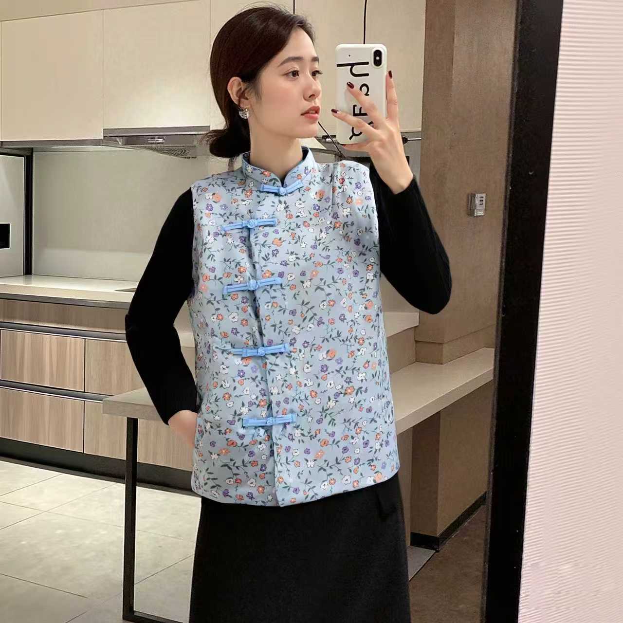 中性风中国风纯棉花民族风马夹马甲时尚冬季复古