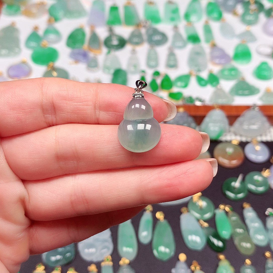 翡翠颈饰18K金镶嵌天然翡A货