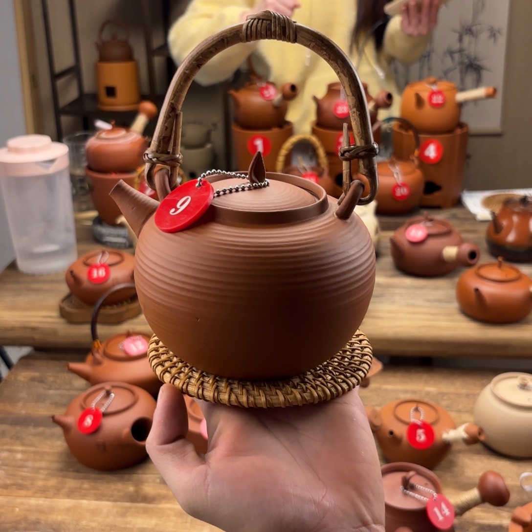 煮水煮茶甘甜 潮州砂铫壶 搭藤垫