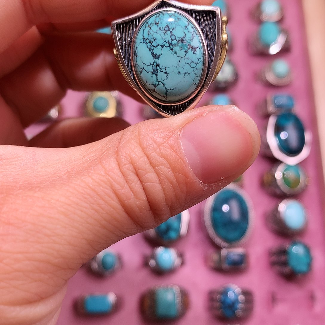 绿松石挂件银S925镶嵌