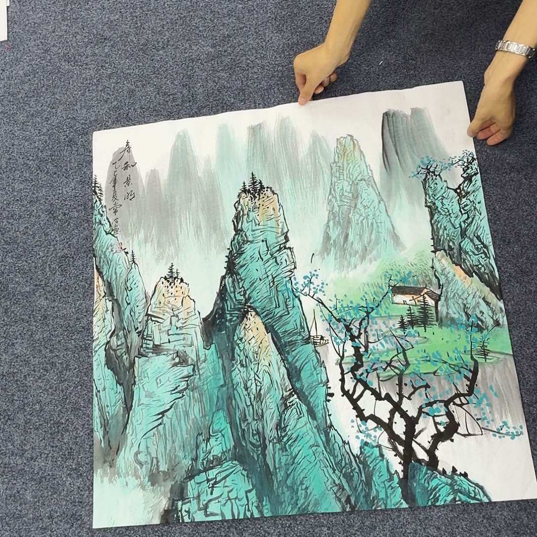 国画作品小姐姐放漏中