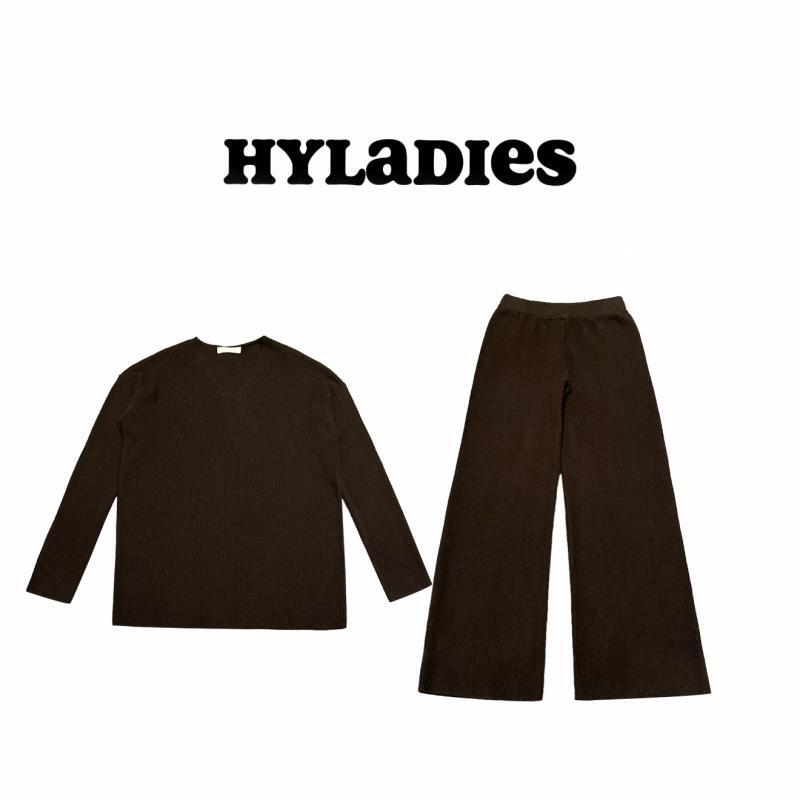 HYLADIESWEAR  『V领针织套装』秋冬时尚高级感阔腿毛衣针织套装