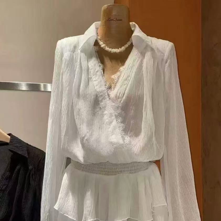 【Z】610/731805/35  韩版时尚气质蕾丝拼接衬衫