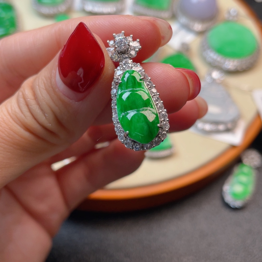 翡翠吊坠(不含链)银S925镶嵌