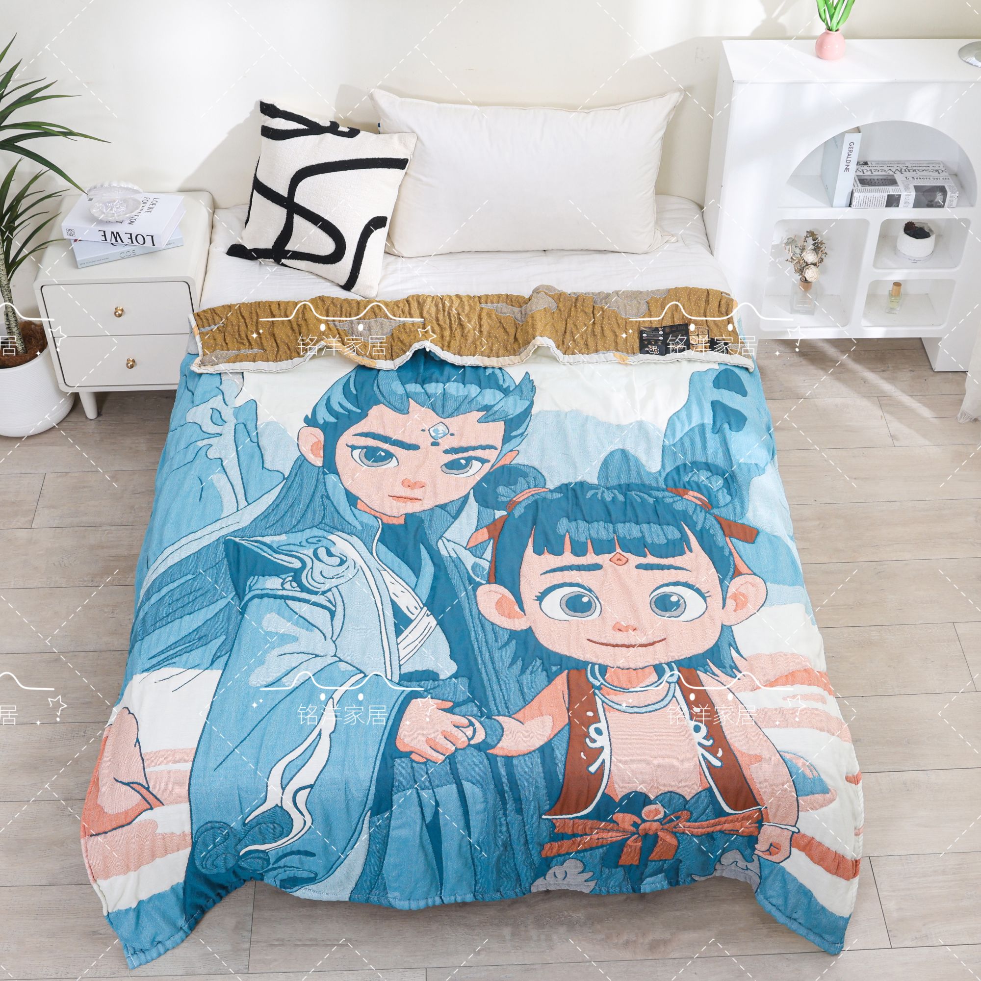 【风雨同舟】 150cm x 200cm 多功能轻奢超柔轻奢纱布泡芙被       