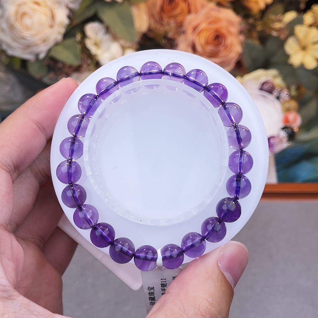紫晶手串未镶嵌高品紫水晶8m