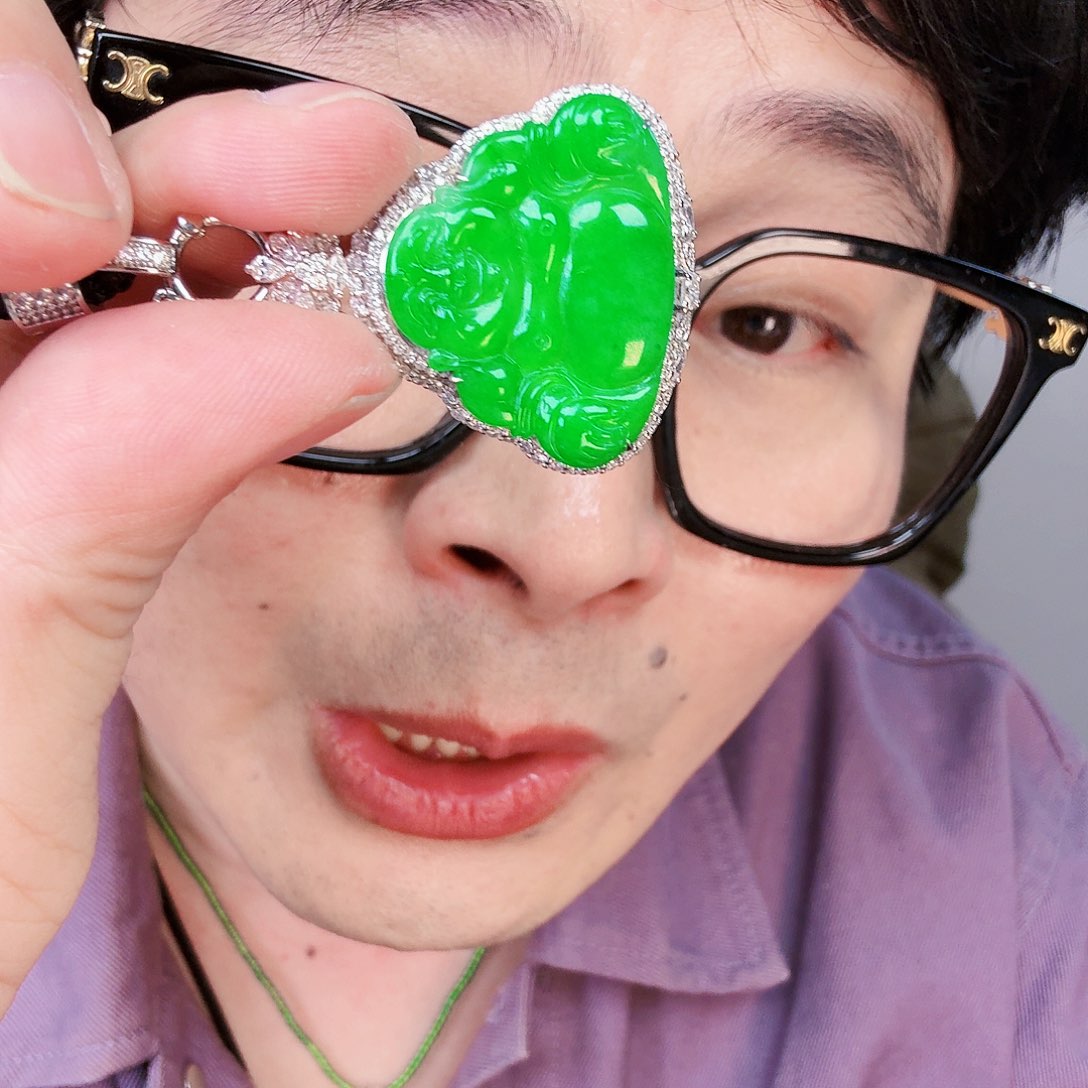 翡翠颈饰18K金镶嵌大**∽一个