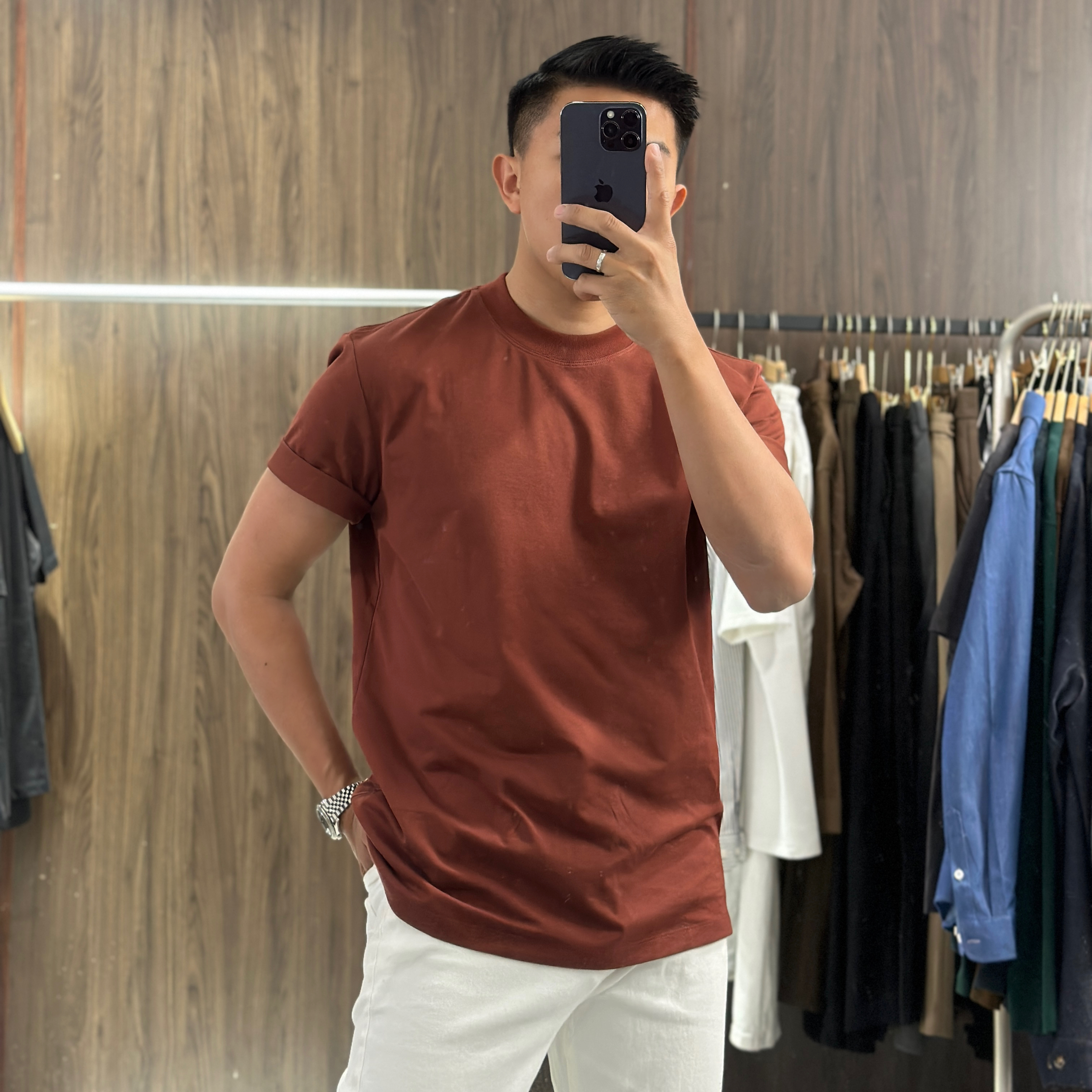 Yang • X • S 男士纯色休闲夏季短袖T恤微修身圆领打底衫