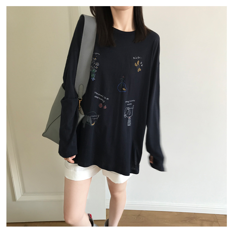 大奇TG 2507优雅的趣味印花-宽松防晒长袖T恤