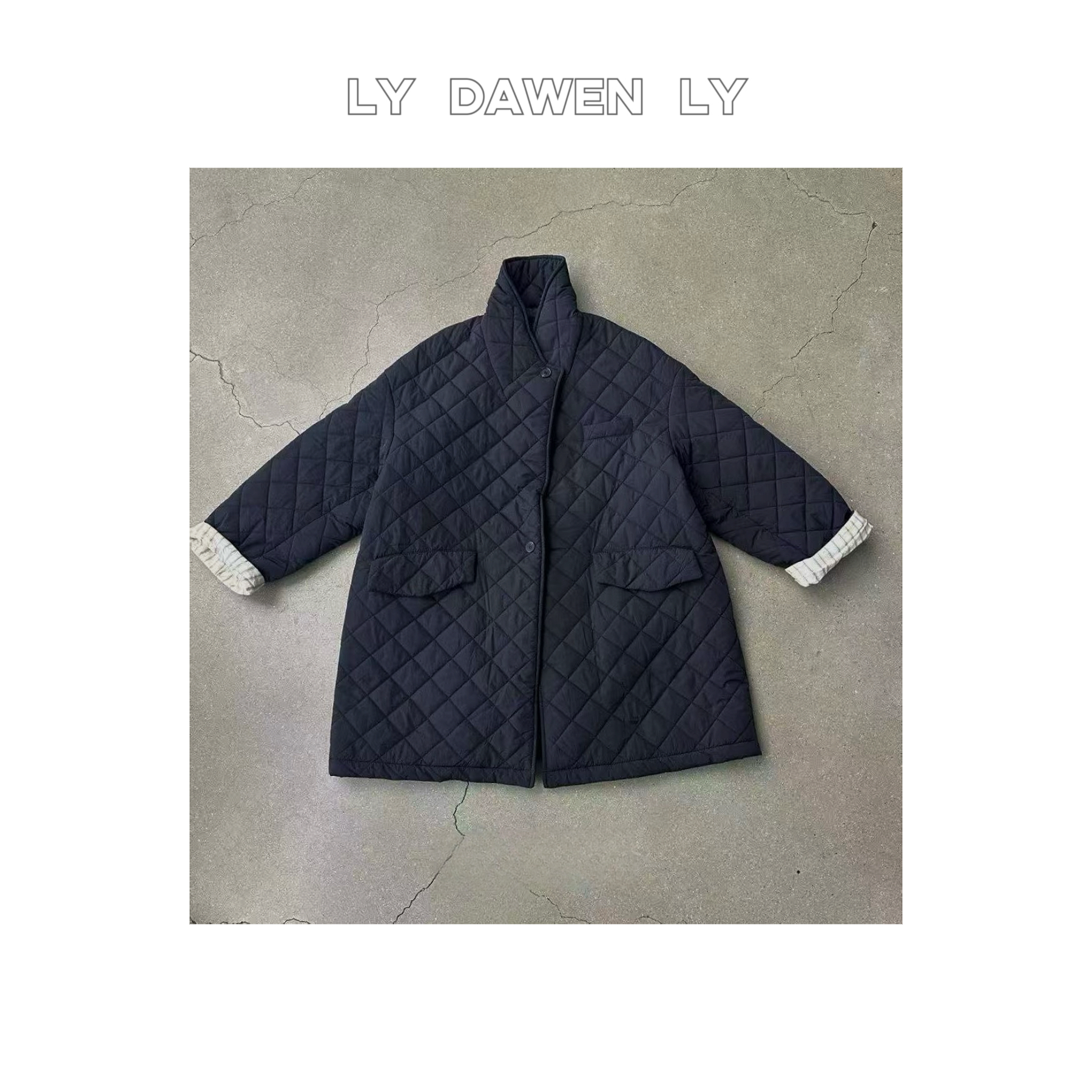 DAWEN  | 时髦极简老钱风菱格绗缝轻薄廓形夹棉外套  N459#