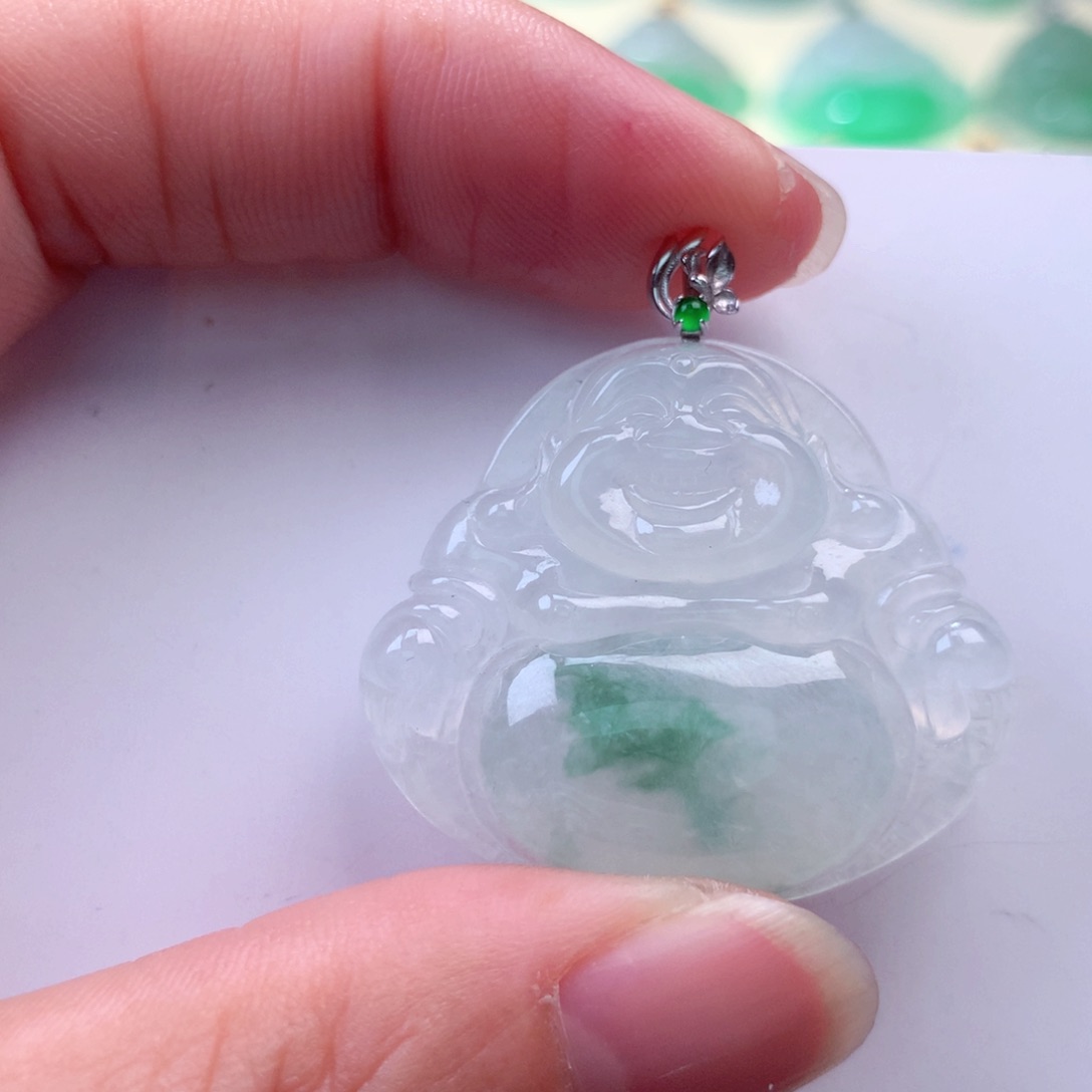 翡翠吊坠(不含链)18K金镶嵌