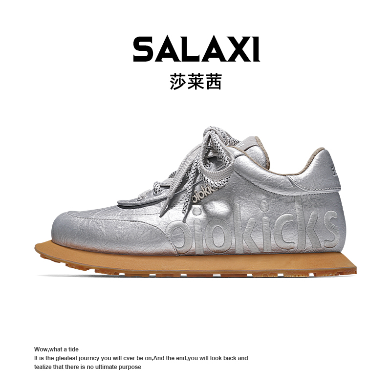 SALAXI/莎莱茜 25冬字母复古刺绣低帮潮鞋增高男女阿甘鞋S25ZM562