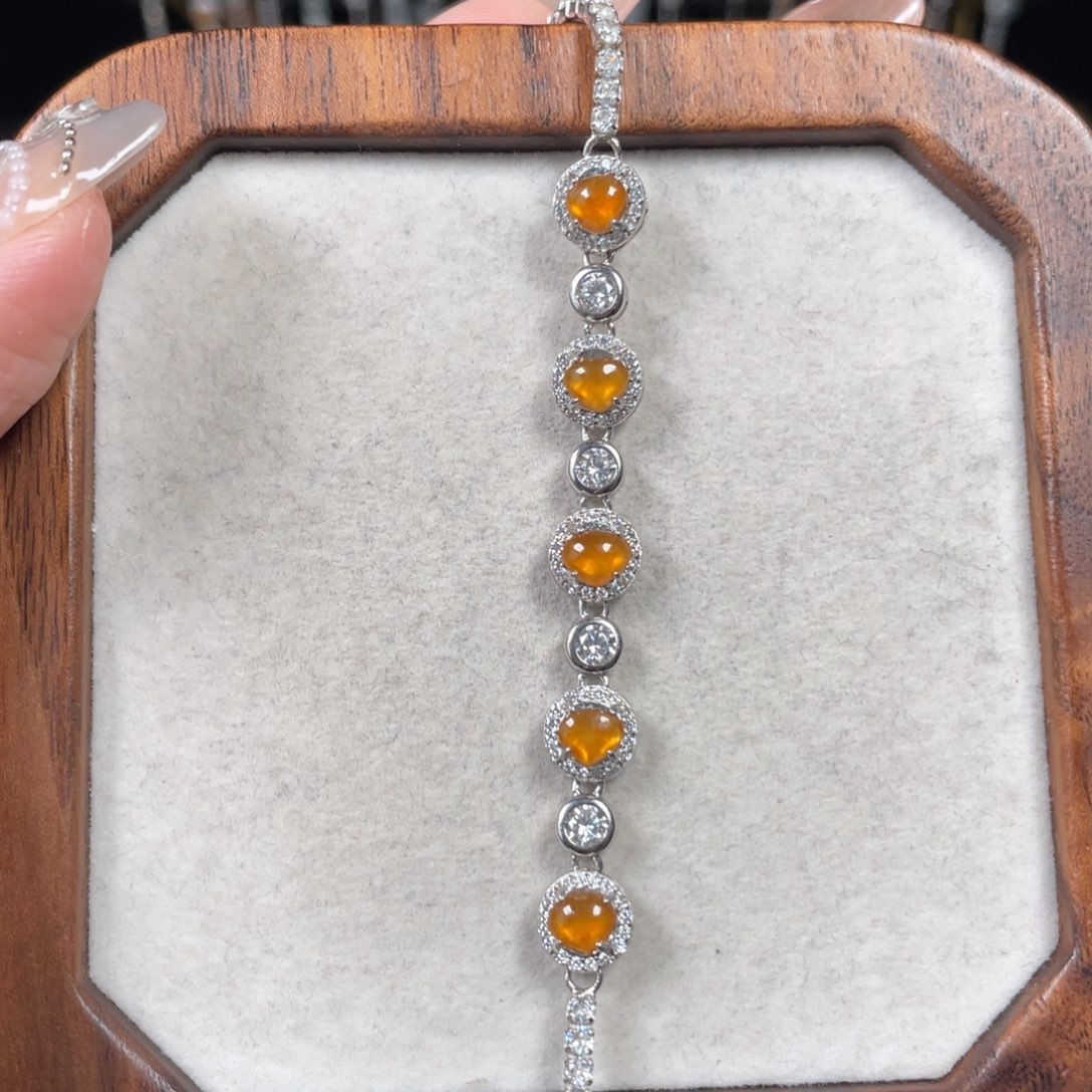 翡翠手链银S925镶嵌57888