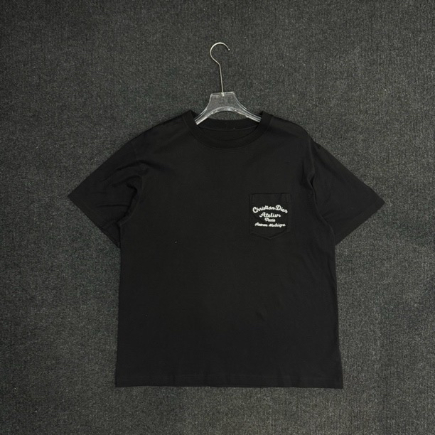 95新 DIOR/迪奥 经典纯色口袋字母刺绣短袖/尺码L