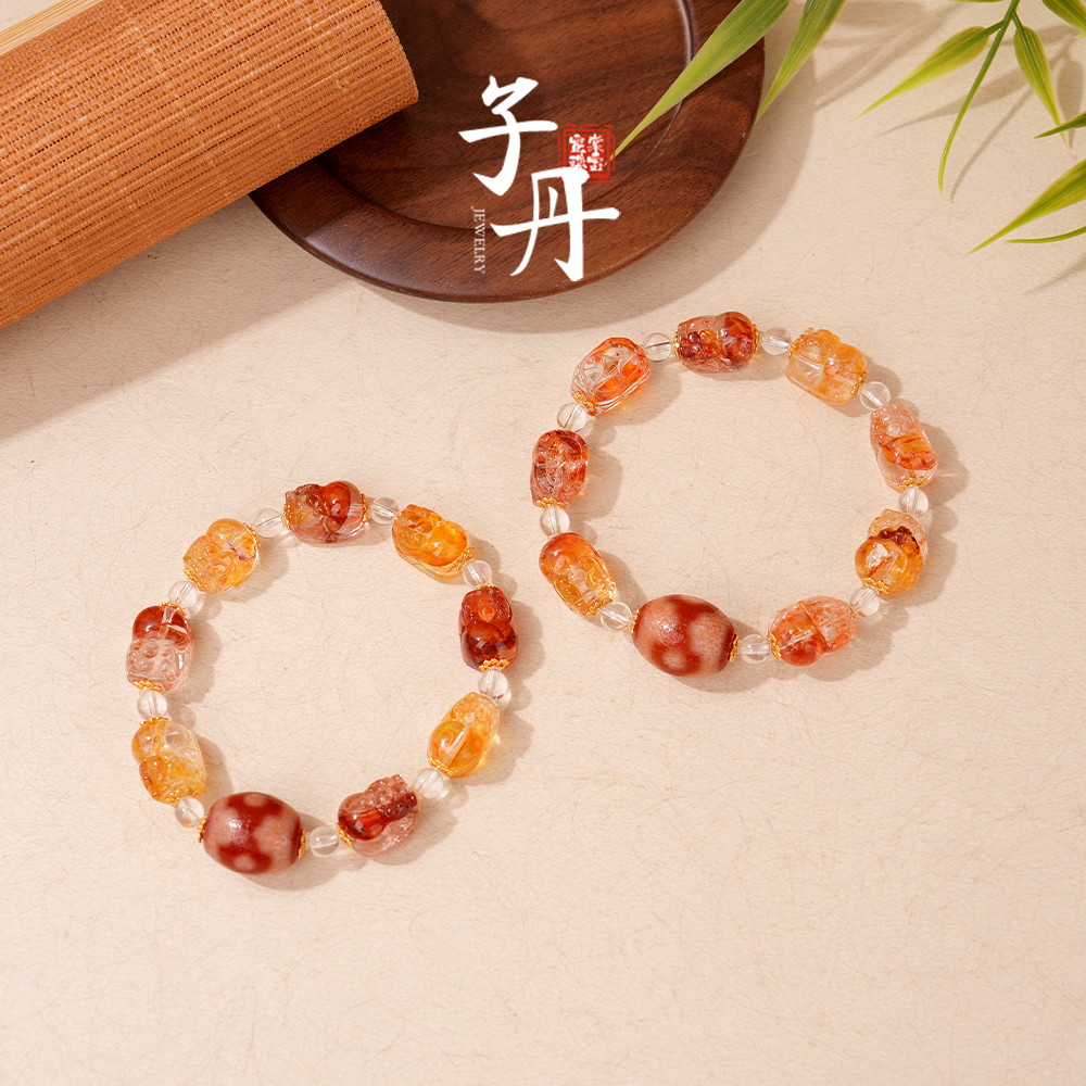 【子丹】红肉坛城三眼胶花貔貅阵手串（多样性发/发一条）C5-657