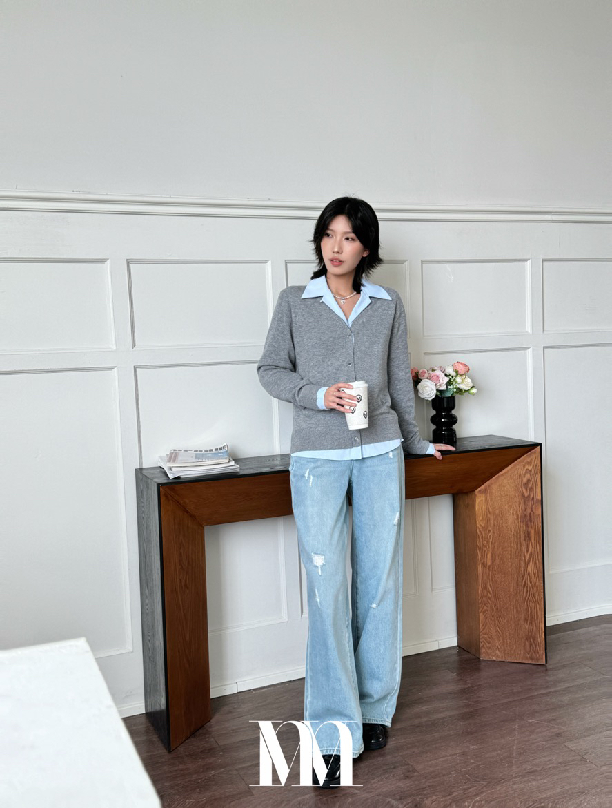 mithworld / 沵媞 假两件针织开衫