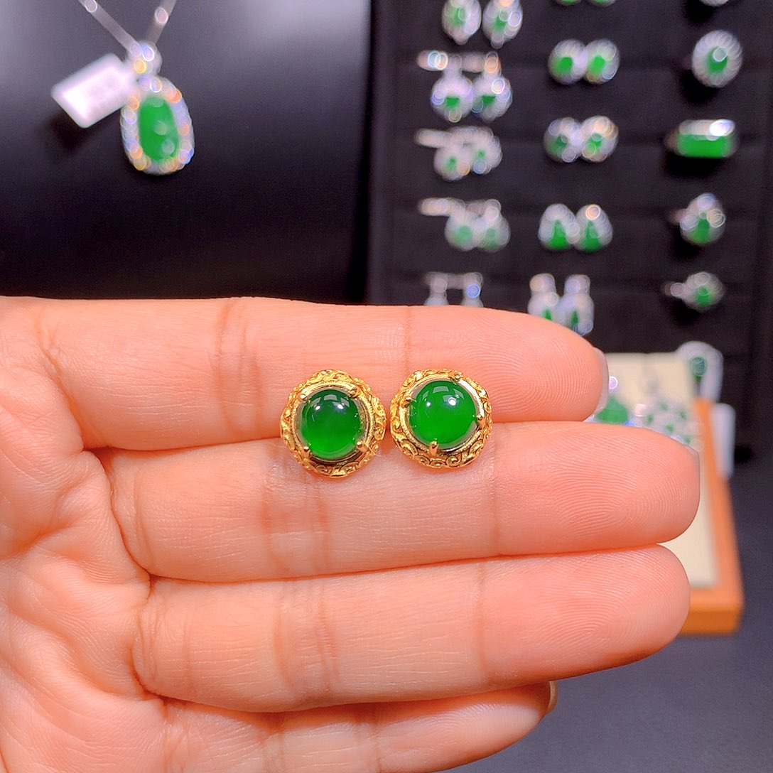 翡翠银S925镶嵌耳饰多样性