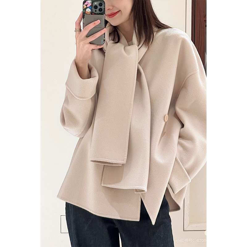 原厂孤品特价清！拍完则无！全羊绒双面呢可拆卸围巾外套C607