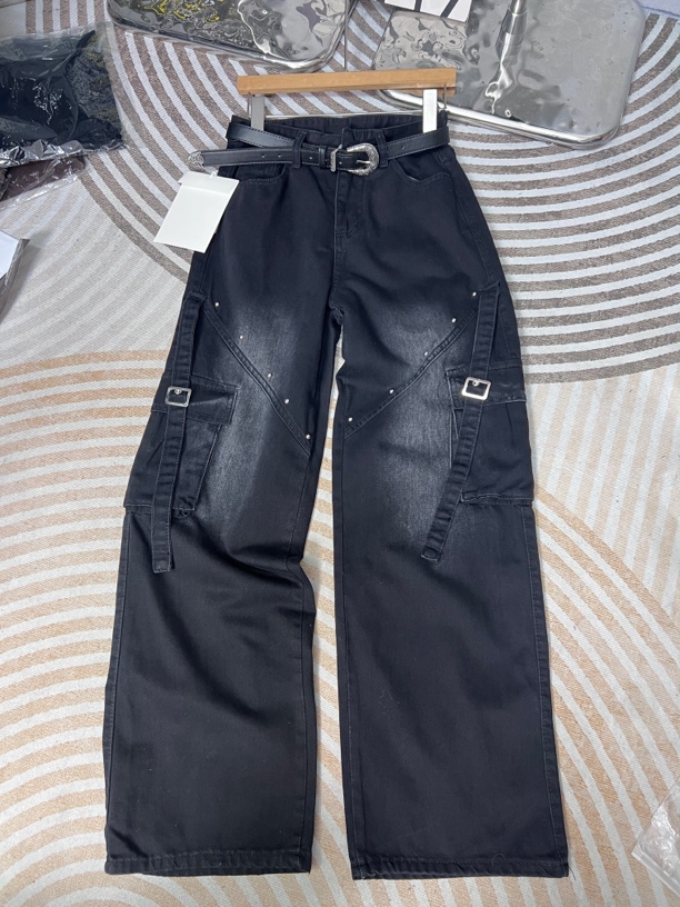 91382#美式高街阔腿工装裤