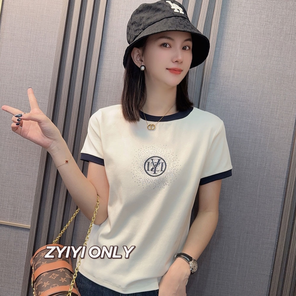 【星星点点】2025夏季新款短袖T恤修身显瘦印花休闲百搭上衣女