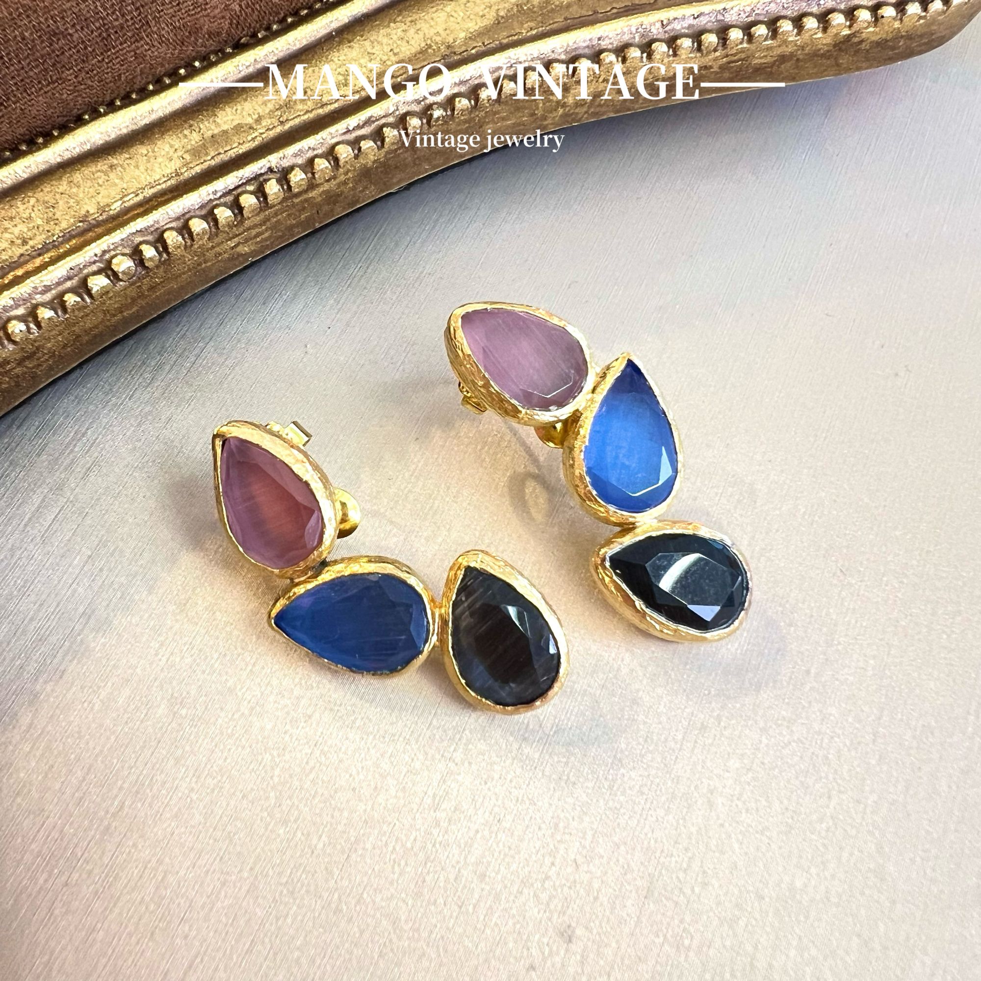 铜合金耳饰 土耳其Ottomara三色耳环时尚设计气质百搭简约