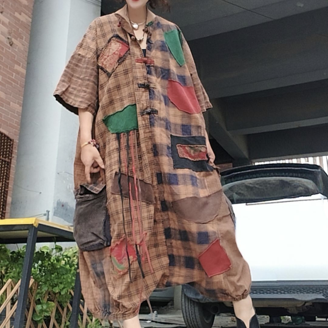 无吊牌砂洗做旧老布连体裤直播间自选条纹