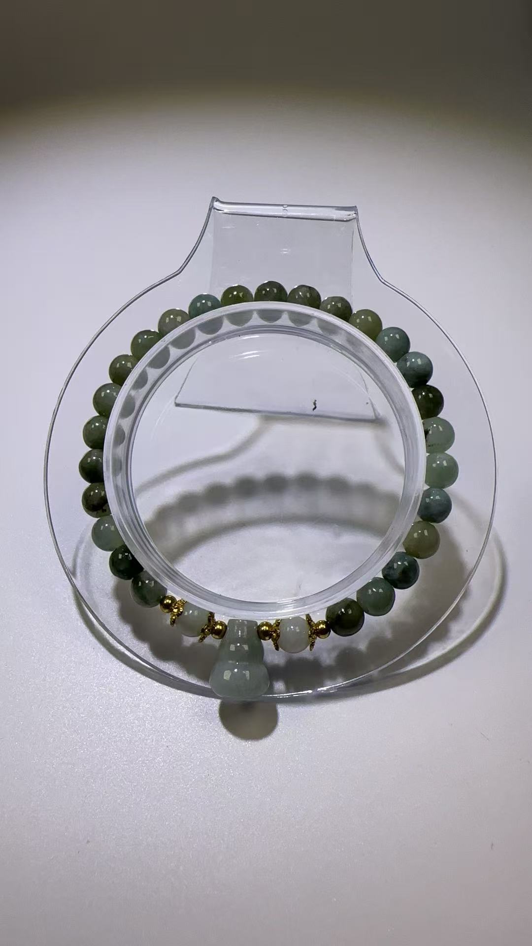 纯天然威力玛拉翡翠葫芦双全手串  091