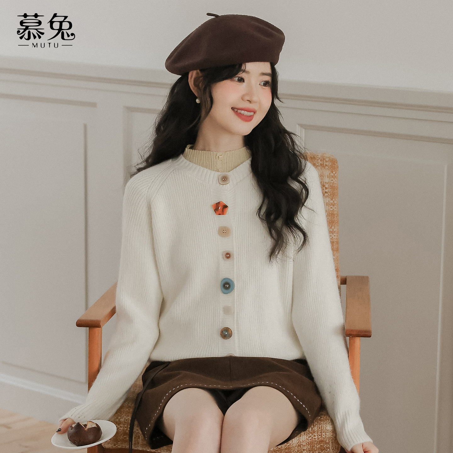 【宠粉号】TU30039韩系小个子圆领毛衣外套慵懒软糯针织开衫上衣