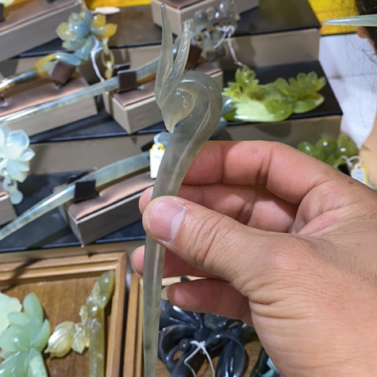 岫玉发簪、头饰、汉服发饰、简约玉簪、日常百搭、古风玉簪、精致发簪