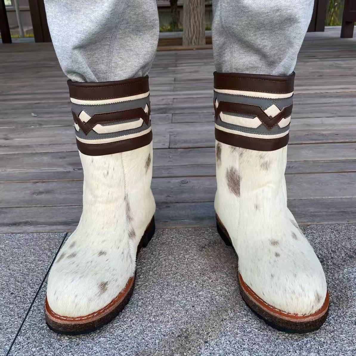 蒙古马毛靴羊皮一体内里经典防滑防寒毡子底民族风雪地棉雪地靴