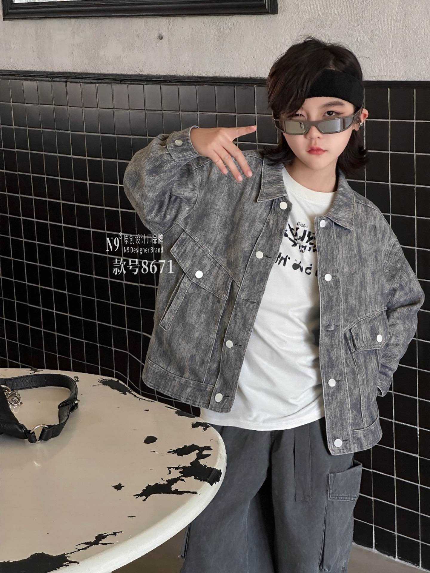 【959-N9】秋冬男女童港风潮流高街衬衫外套加绒加厚冬季