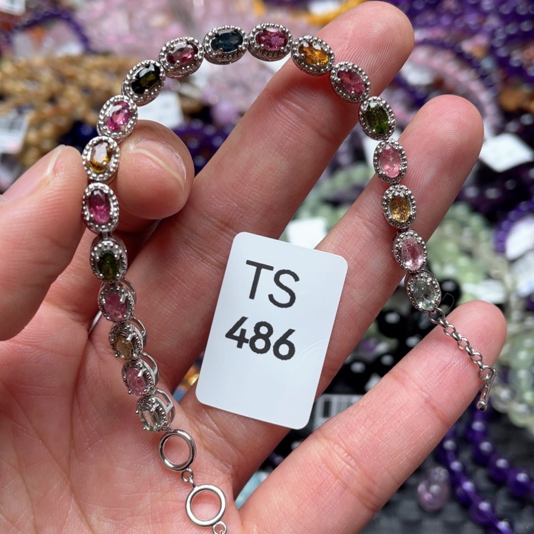 碧玺手链银S925镶嵌手串