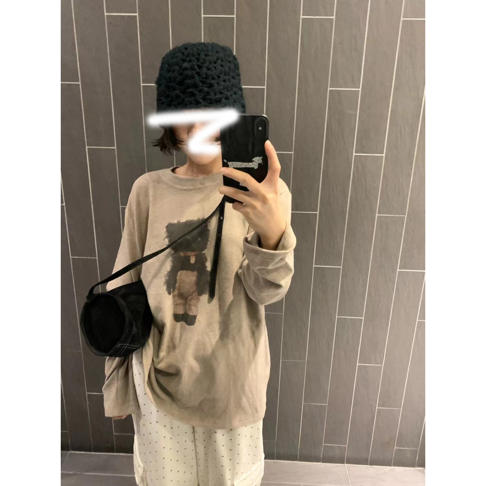 莱赛尔咩咩绒自发热长袖T恤韩国INS风卡通印花宽松圆领上衣女秋冬