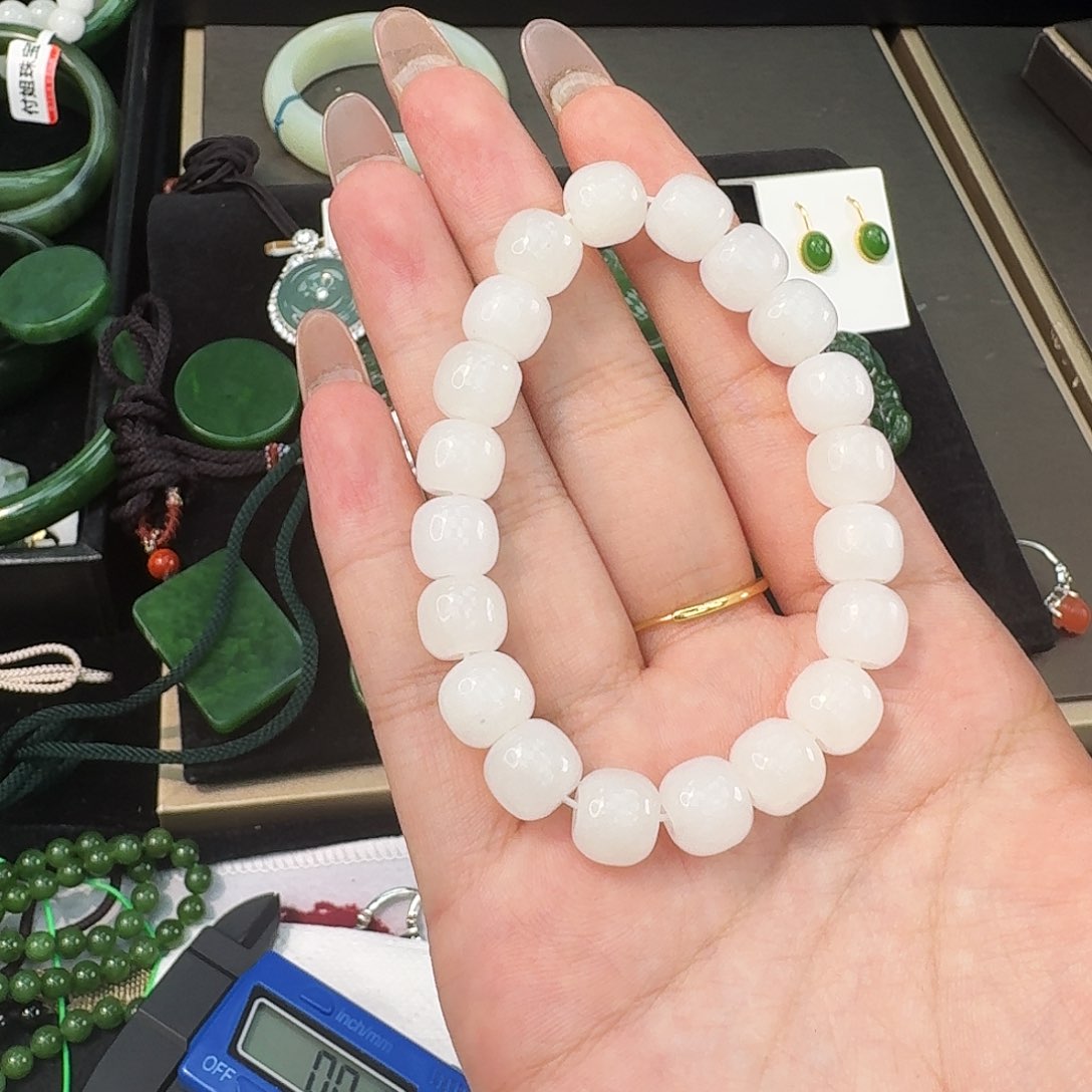 和田玉未镶嵌颈饰白玉老型单圈卡10