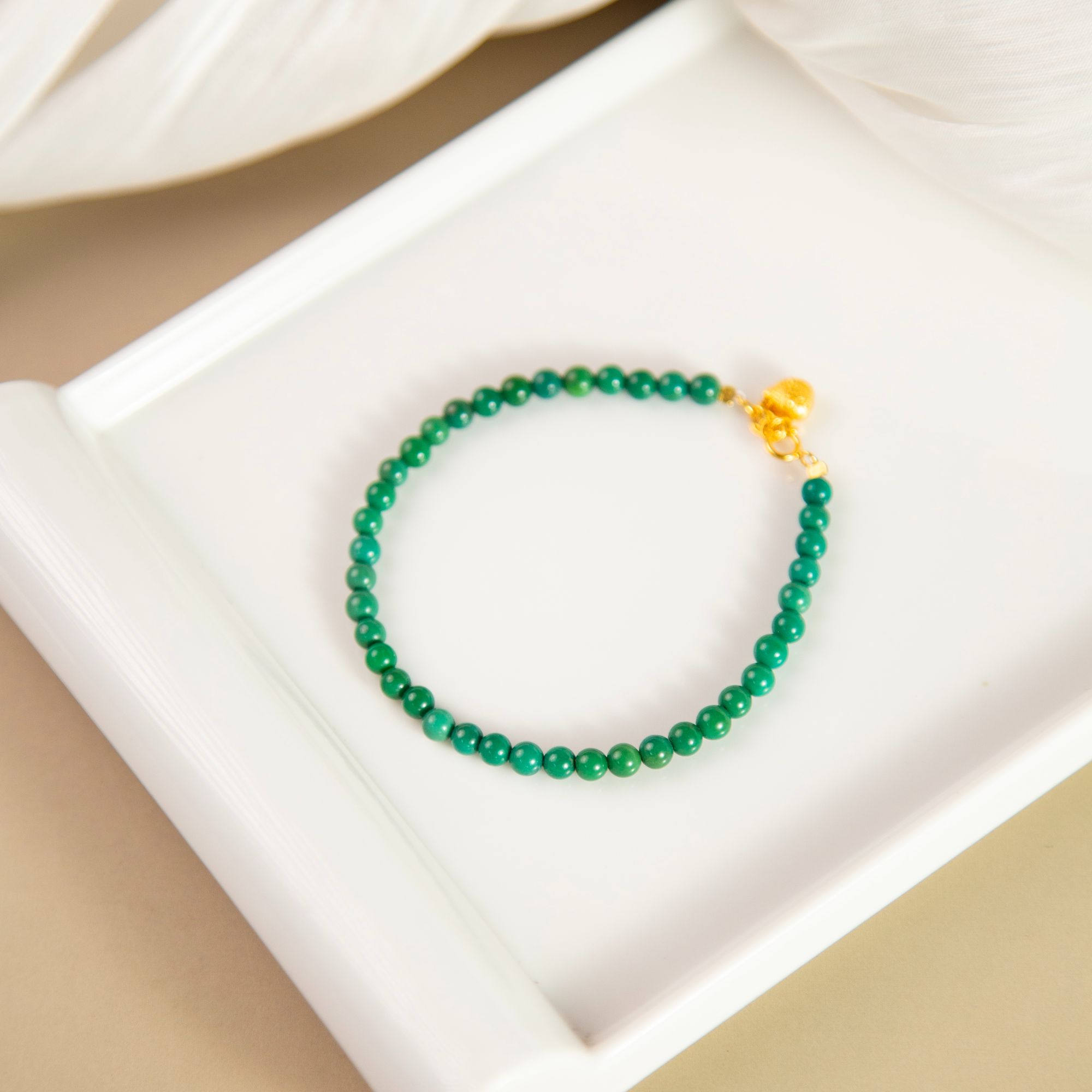 大喻家原创设计原矿绿松石米珠手链时尚手工