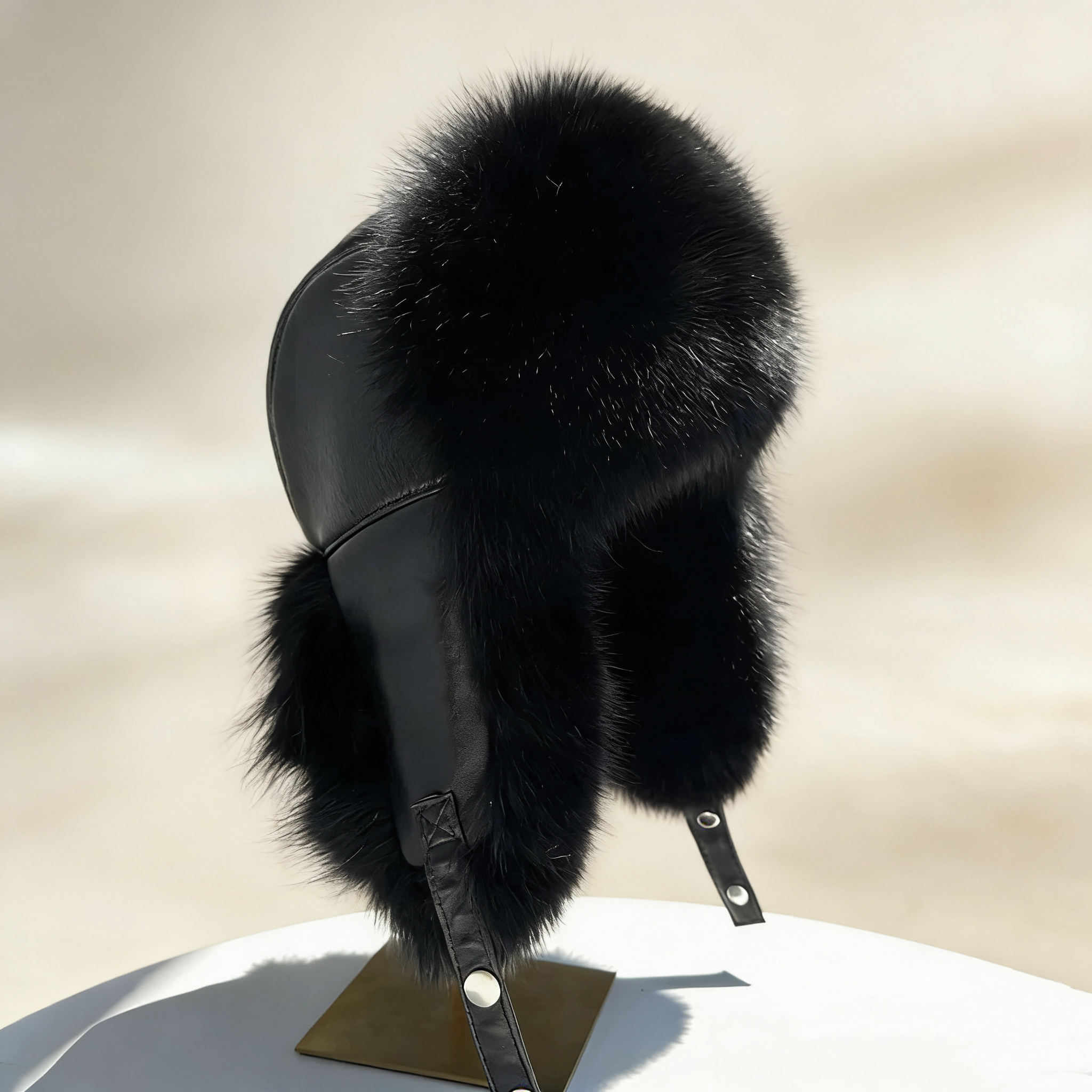 黑狐狸毛风雪帽护头护耳冬季防风保暖帽男款