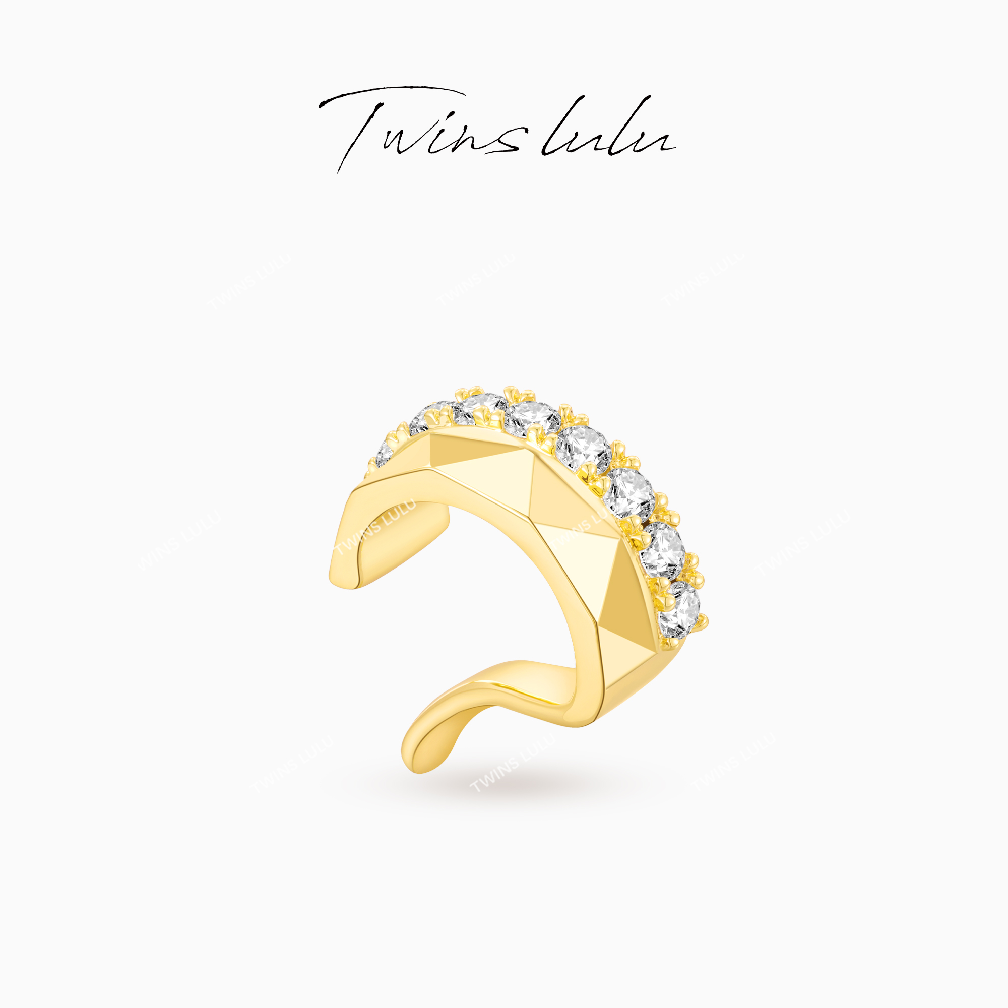 铜合金合成锆石耳饰 TWINS LULU 时尚气质几何双层耳骨夹TSL2936