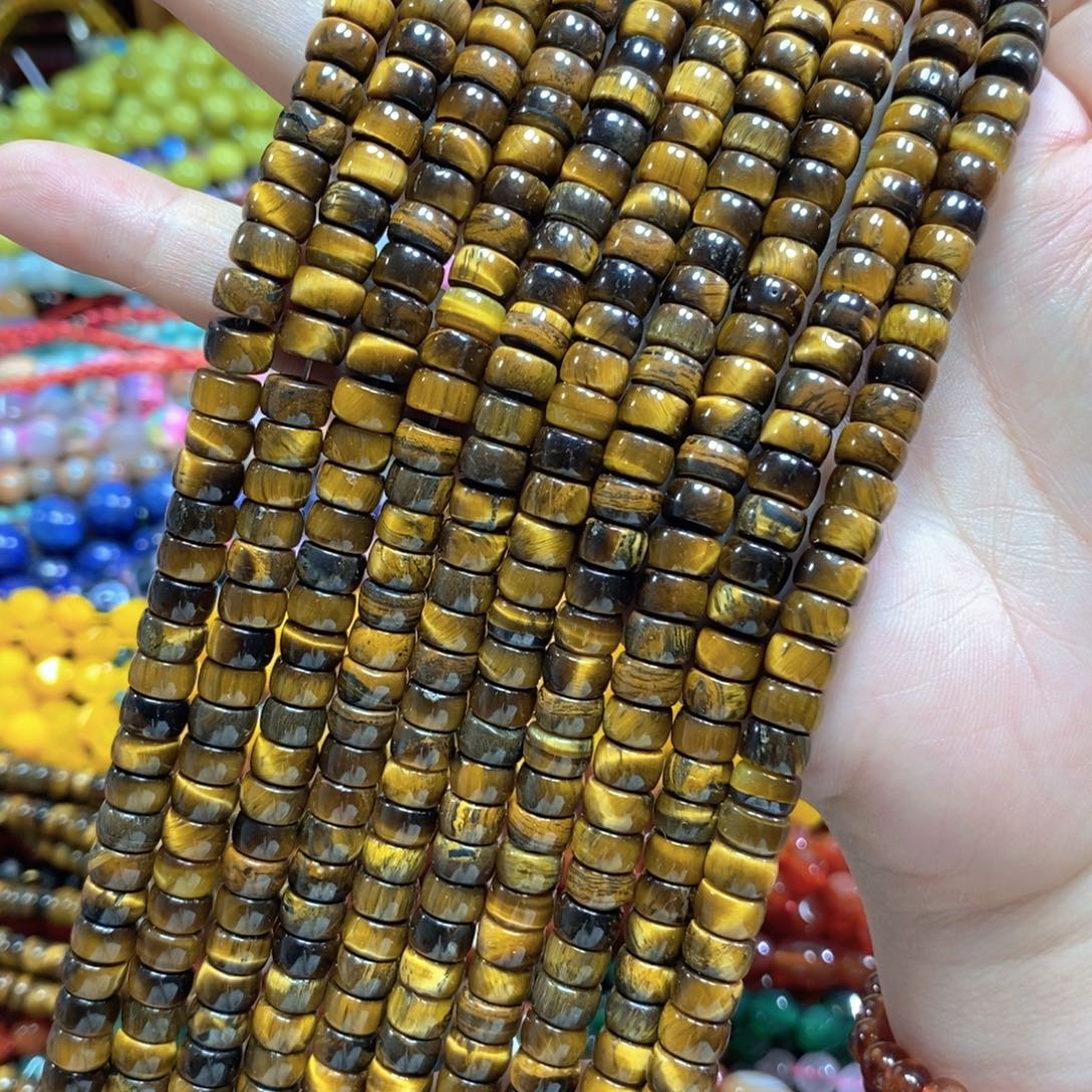 玛瑙/玉髓未镶嵌珠宝半成品虎眼垛珠一条卡7mm